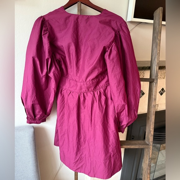 NWT Farm Rio Puff Sleeve Mini Shift Button Dress, Burgundy, M - Picture 6 of 9